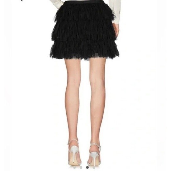 REDValentino NEW Fringes Detail Wool Cashmere Skirt In Black Size 40 - Picture 2 of 15